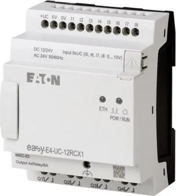 Rele programuese Eaton easyE4 EASY-E4-UC-12RCX1, 12-24V DC AC, 8DI 4AI 4DO, gri - 1