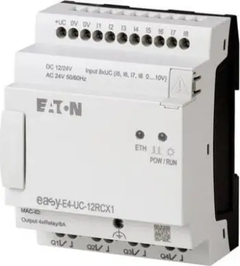 Rele programuese Eaton easyE4 EASY-E4-UC-12RCX1, 12-24V DC AC, 8DI 4AI 4DO, gri