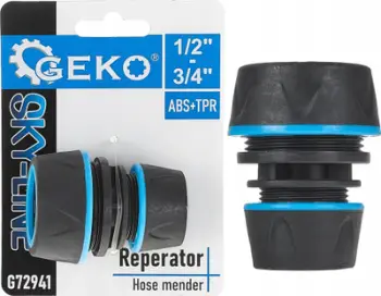Konektor riparues për zorrë Geko Sky-Line, 1/2"-3/4", plastik, gri me blu