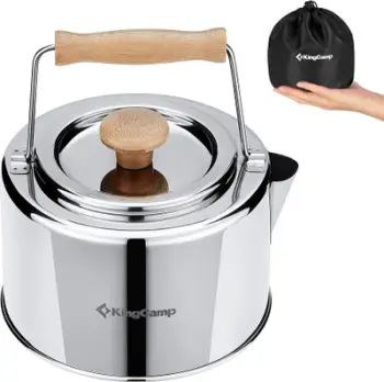 Çajnik kampingu KingCamp Skywalker, çelik inox, 1.2L, argjendtë