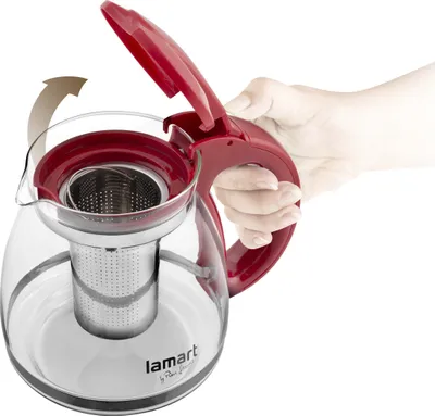Çajnik LAMART LT7074, 1.5L, xhami, i kuq - 3
