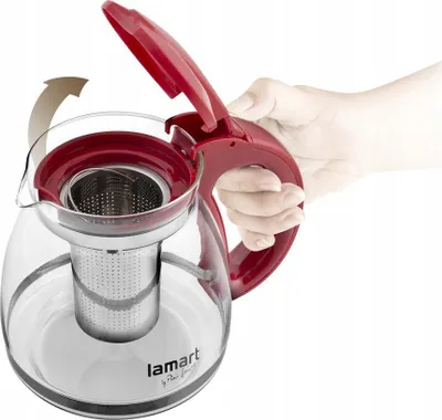 Çajnik LAMART LT7074, 1.5L, xhami, i kuq - 5