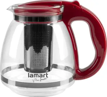 Çajnik LAMART LT7074, 1.5L, xhami, i kuq