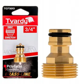 Konektor kopshti Tvardy Brass Line T07320, filetë e jashtme 3/4", bronz, ngjyrë ari