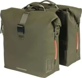 Çanta anësore biçiklete Basil Soho, 41L, Nordlicht LED, jeshile