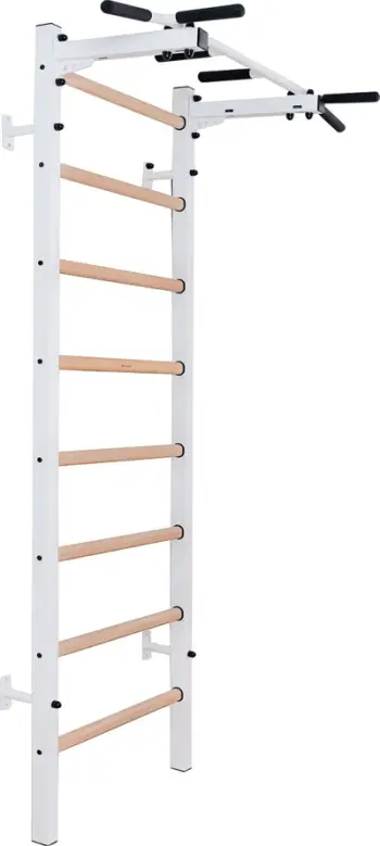 Ribatinë gjimnastike BenchK 221W, kapacitet 150kg, metal dhe dru, e bardhë matt