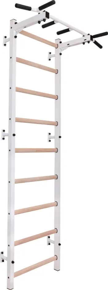 Ribinë gjimnastike BenchK 311W, montim në mur, metal dhe dru, e bardhë mat