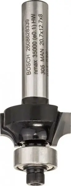 Freza për rrumbullakosje Bosch 2608628339, bosht 8 mm, 20.7 x 53 mm, argjendtë
