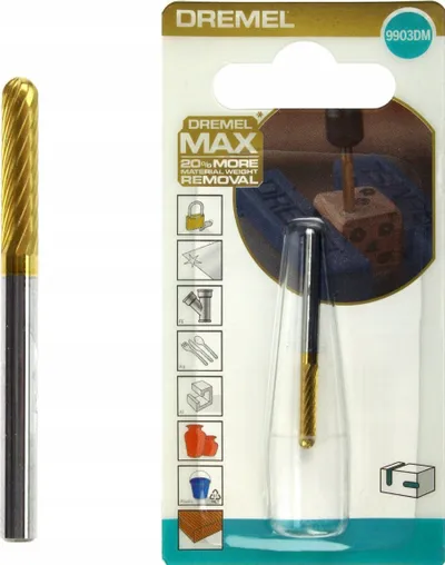 Frezë gdhendëse Dremel Max 9903DM, majë e rrumbullakët, 3.2mm, metalike - 1