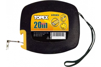Metër çeliku Topex 28C412, 20m, 12.5mm, i verdhë