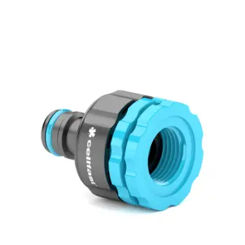 Konektor universal për rubinet kopshti Cellfast Ergo 53-210, fileto e brendshme 1/2" 3/4" 1", plastike, blu