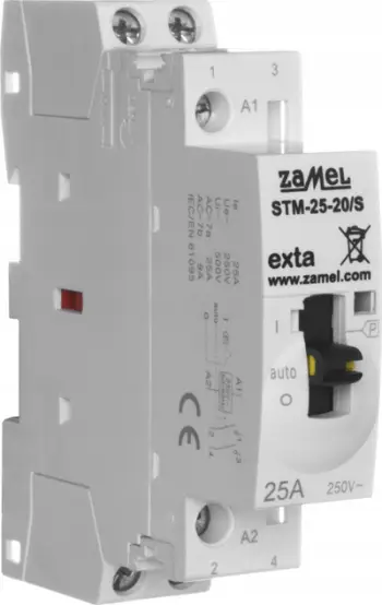 Kontaktor modular me çelës manual STM-25-20/S, 230V, montim në shinë DIN, gri