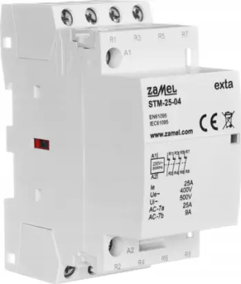 Kontaktor modular Zamel Exta STM-25-04, 25A, 230V, gri