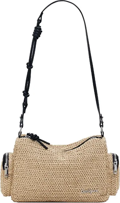 Çantë dore për femra Desigual Half Logo Raffia HA, bezhë - 1