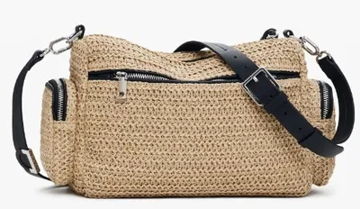 Çantë dore për femra Desigual Half Logo Raffia HA, bezhë - 2
