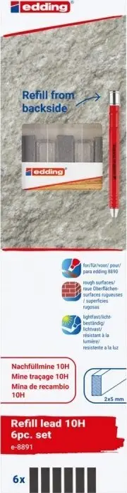 Mina grafiti Edding 10H, set zëvendësues për laps 8890, 6 copë, të zeza