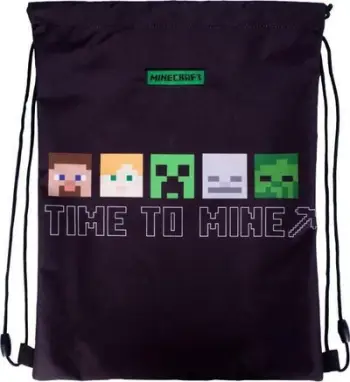 Çantë këpucësh ASTRA Minecraft Alex dhe Steven, dizajn me personazhe, e zezë