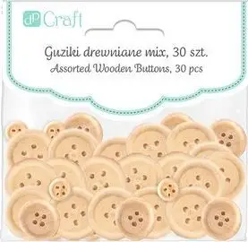 Kopsa druri Natural Wooden Buttons Mix, set i përzier, ngjyrë natyrale