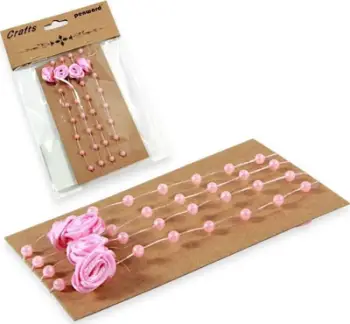 Kordelë dekorative Penword Pink Pearl, 1 m, rozë perlë