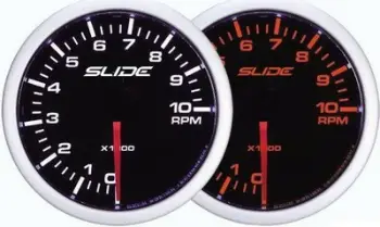 Tachometër Slide WA Gauge 52mm, deri 10000 RPM, ndriçim i bardhë qelibar, i zi