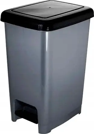 Kosh mbeturinash plastik me pedal Slim, 60L, i ngushtë, gri