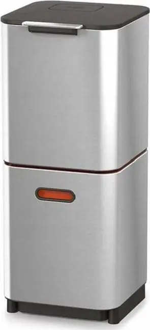 Koshi mbeturinash Joseph Joseph Totem, 40L, dy ndarje, çelik inox argjendtë