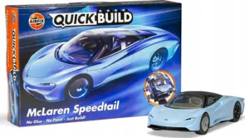 Model makine Airfix Quickbuild McLaren Speedtail, 37 pjesë, plastike Snap Together, blu e hapur me pjesë të zeza