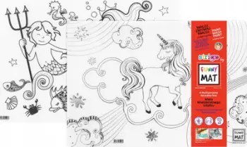 Tapet ngjyrosës Funny Mat Unicorn and Mermaids, i ripërdorshëm, për fëmijë, shumëngjyrësh