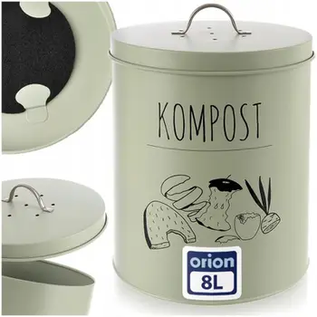 Kosh komposti Orion, metal, 8L, filtër karboni, jeshil pastel