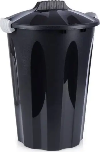 Kosh mbeturinash H&amp;S Decoration Round, 40L, plastikë e ricikluar, antracit