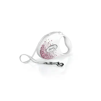 Rrip Flexi Glam Splash Pink, për qen, i bardhë, 3 m / 12 kg