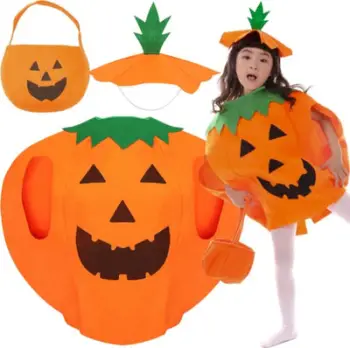 Kostum fëmijësh KRUZZEL Pumpkin, set 3 pjesë, për Halloween, portokalli