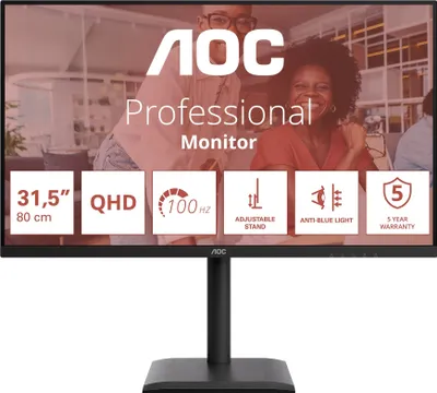 Monitor AOC E4 Q32E4U, 31.5", Quad HD 2560 x 1440, 100Hz, i zi - 1