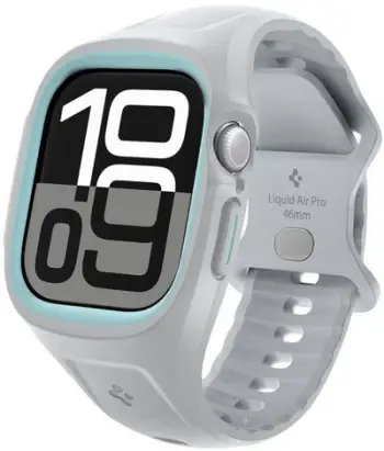 Rrip mbrojtës për orë inteligjente Spigen Liquid Air Pro, për Apple Watch 10 46mm, silikon, gri