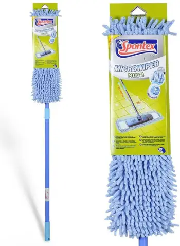 Fshesë dyshemeje Spontex Microwiper Multi, dorezë teleskopike, mikrofiber, blu
