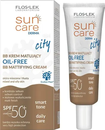 Krem BB Floslek Sun Care Derma City, matifikues oil free, SPF 50+, 30 ml