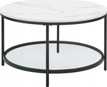 Tavolinë kafeje LEOBERT Round, 87x86 cm, mermer i bardhë
