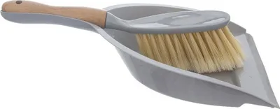 Fshesë me kazmë për dysheme, dorezë bambu, plastike, gri - 2
