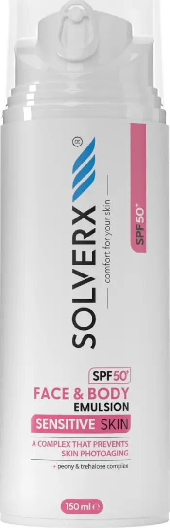 Krem dielli Solverx Sensitive Face and Body, SPF50+, 150ml