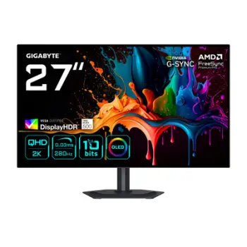 Monitor gaming GIGABYTE MO27Q28G, 27", OLED QHD 2560x1440, 280Hz, i zi
