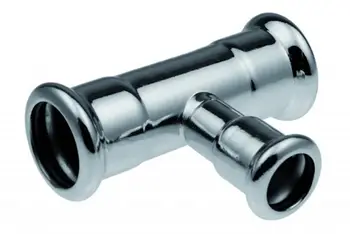 Tee reduktuese çeliku Kan-Therm, 88.9/28/88.9 mm, galvanizuar, pres