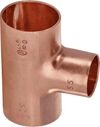 Tee bakri Sanha capillary, 42mm x 22mm x 42mm, për saldim, e reduktuar