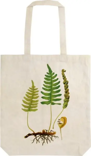 Çantë shpatullash Skona Ting Cotton Shoulder Bag Shopper Fern, pambuk organik, motiv dekorativ, e gjelbër