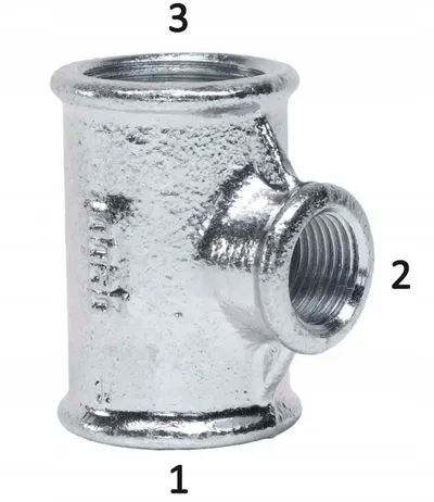 Tee reduktuese me fije Opal, 1" x 3/4" x 1", e galvanizuar - 1