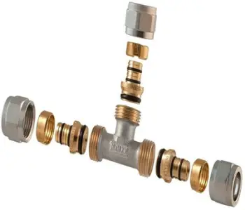 Tee i çmontueshëm me fije TDM Brass 1445E 18x16x18, lidhës bronzi, ngjyrë nikel