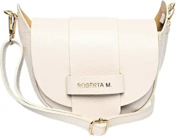 Çantë shpatulle lëkure Roberta M, për femra, e bezhë
