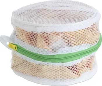 Rrjetë mbrojtëse për rroba delikate, formë kosh, zinxhir plastik, e bardhë