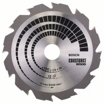 Teh rrethor Bosch Construct Wood 190mm, 12 dhëmbë, 30mm