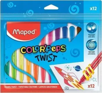 Kriola ngjyrosëse Maped ColorPeps Twist, set 12 copë, shumengjyrëshe