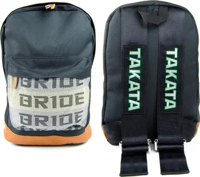 Çantë shpine Takata Bride, me rripa racing, e zezë - 1